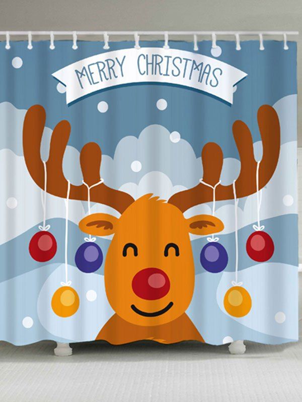 

Christmas Cartoon Deer Waterproof Bath Curtain, Colormix
