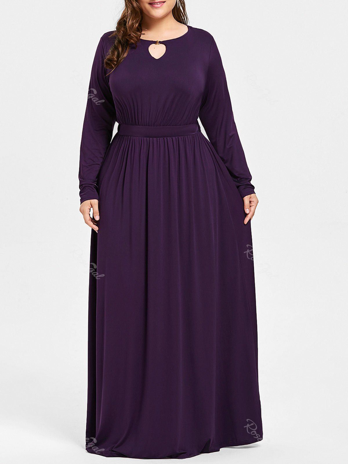 

Keyhole Maxi Plus Size Dress, Deep purple