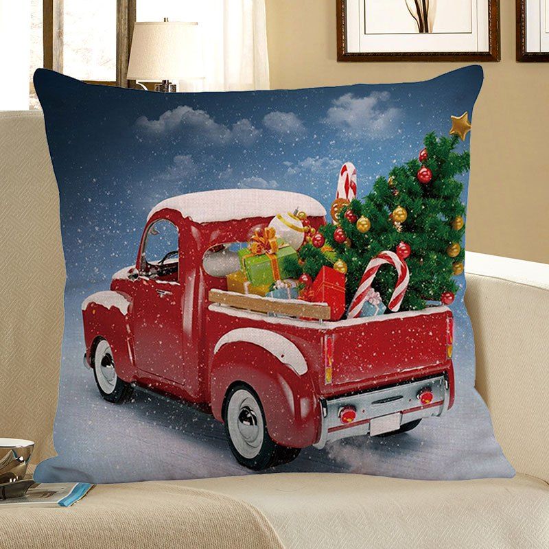

Home Decor Christmas Car Printed Pillow Case, Colorful