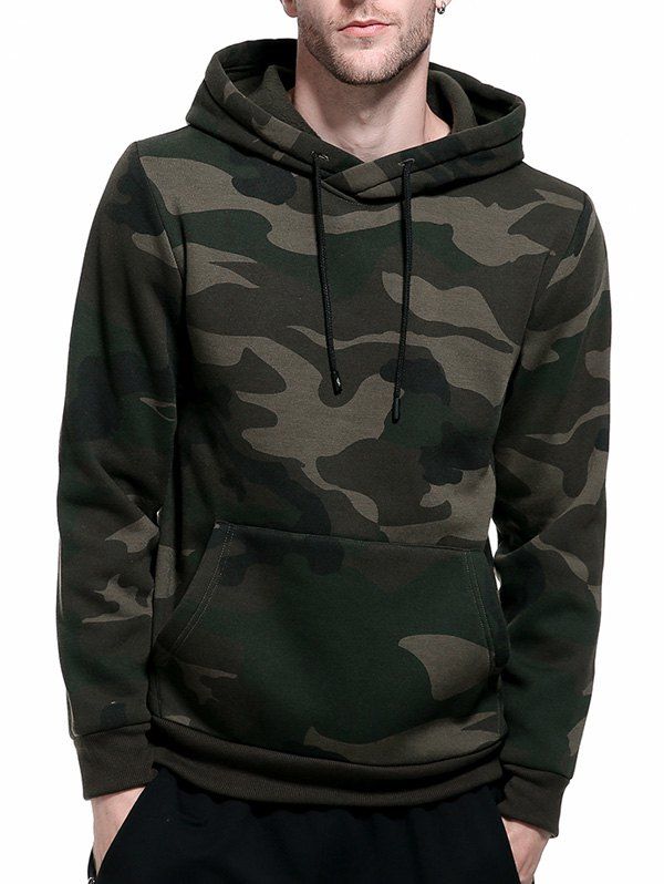 

Camouflage Fleece Pocket Hoodie, Army green