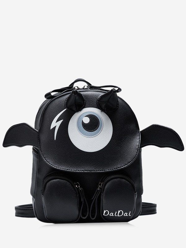

Faux Leather Print Little Monster Backpack, Black