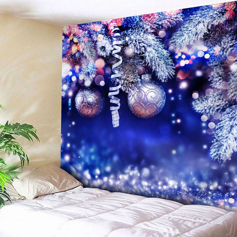 

Wall Hanging Christmas Ball Printed Tapestry, Blue