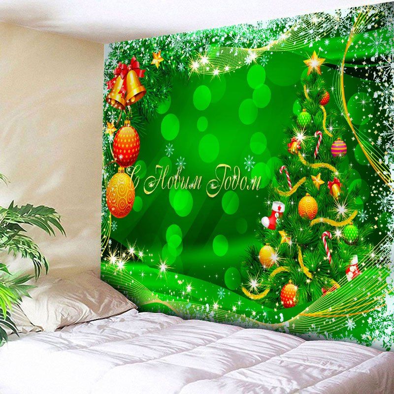 

Wall Art Christmas Ball Tree Tapestry, Green