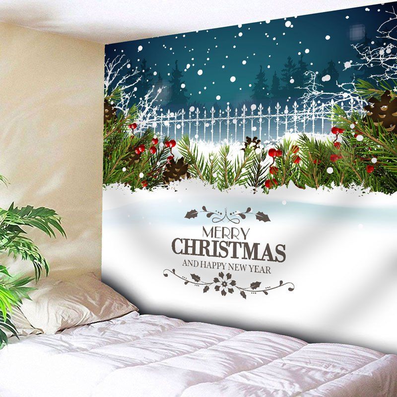 

Wall Decor Christmas Snow Graphic Tapestry, Colormix