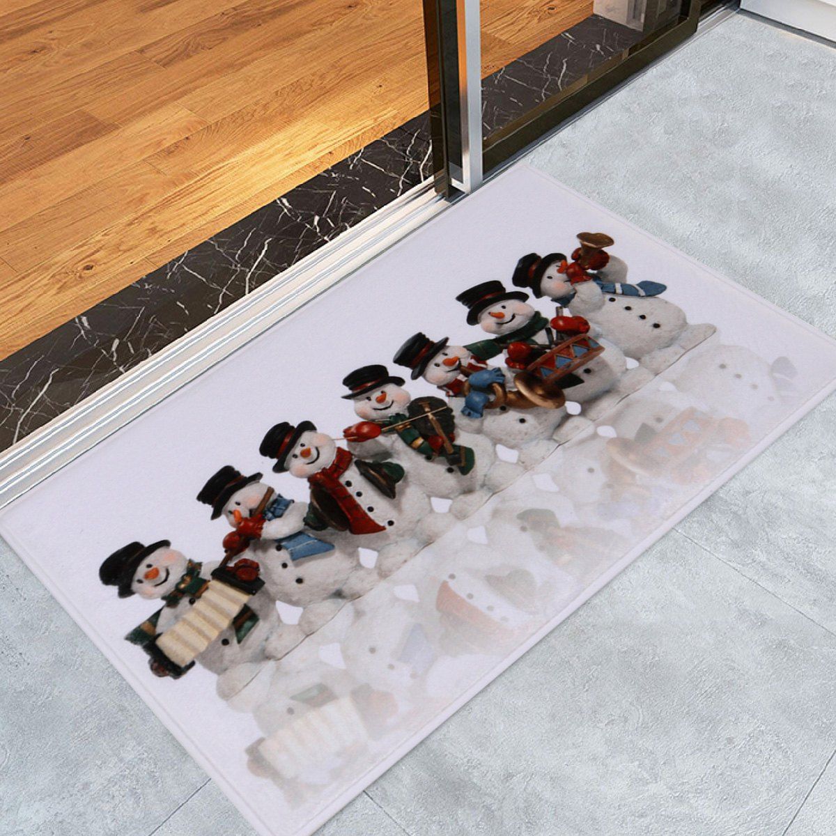 

Christmas Snowman Band Antiskid Bath Rug, Colormix