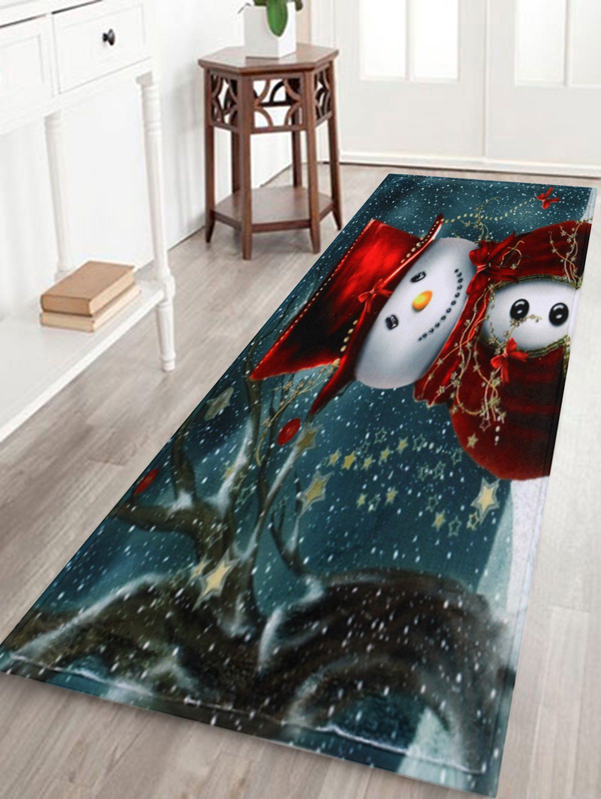 

Christmas Snowman Print Skidproof Bath Rug, Colormix