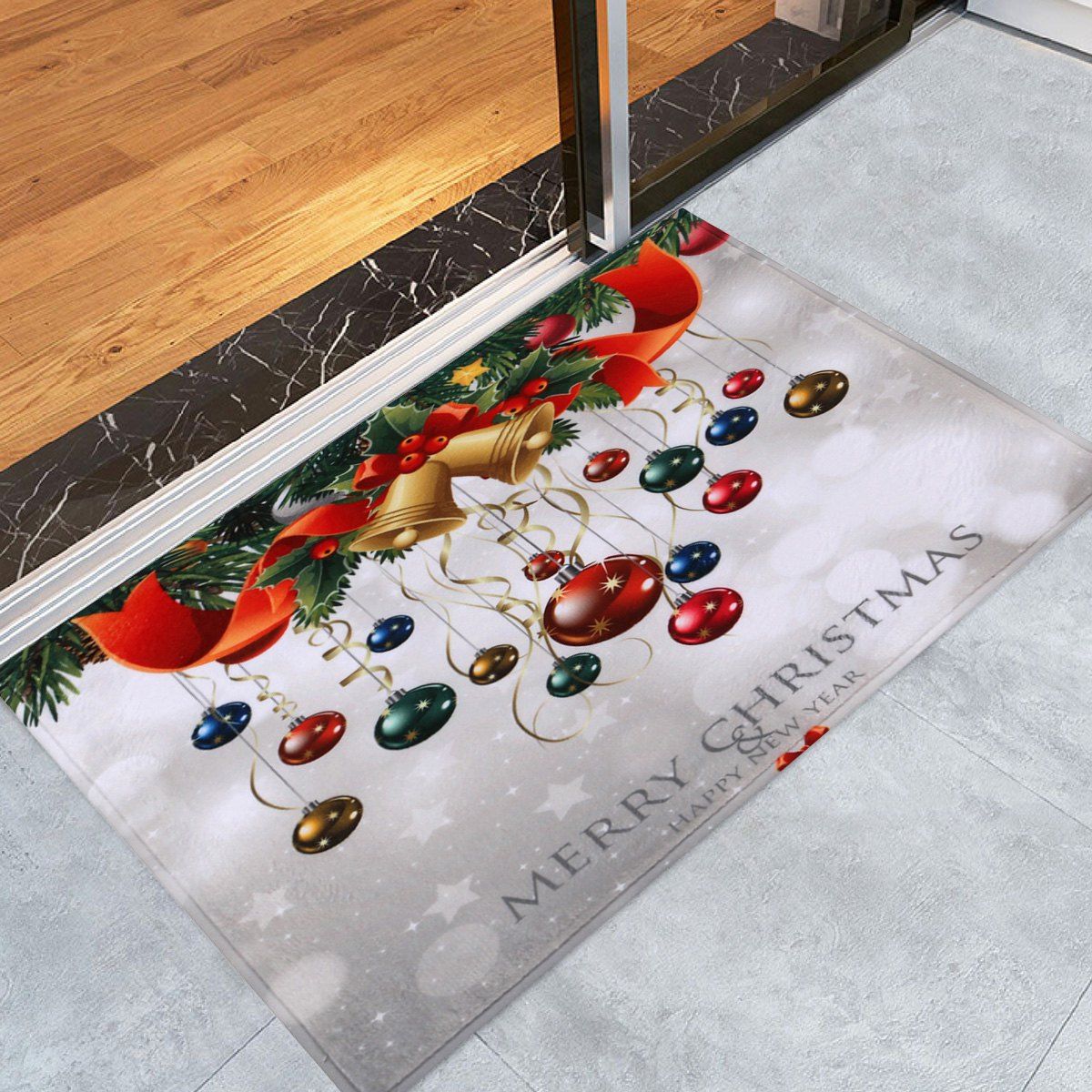 

Bathroom Antislip Christmas Ball Area Rug, Colormix