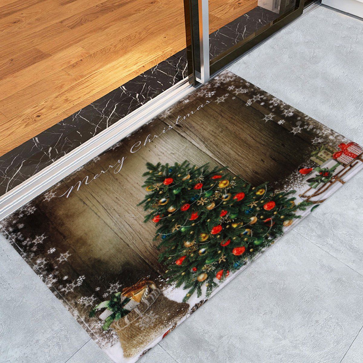 

Bathroom Antiskid Christmas Tree Area Rug, Brown