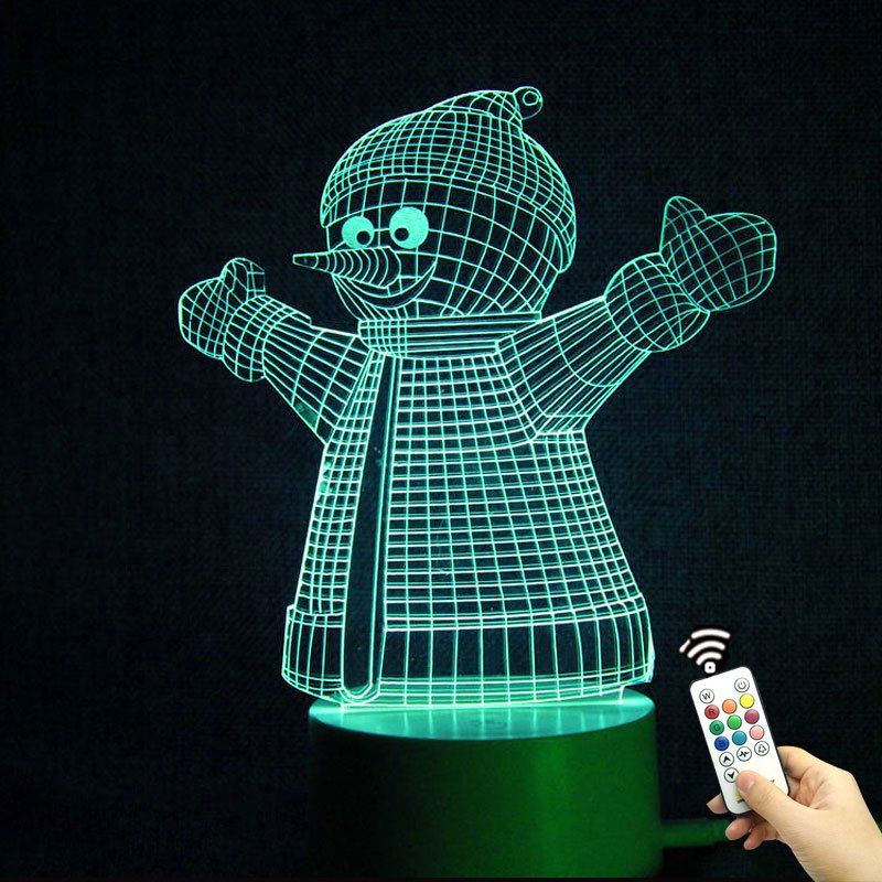 

3D Christmas Snowman Shape Remote Control Color Change Night Light, Transparent