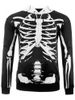 3D Skull Skeleton Print Halloween Hoodie -  