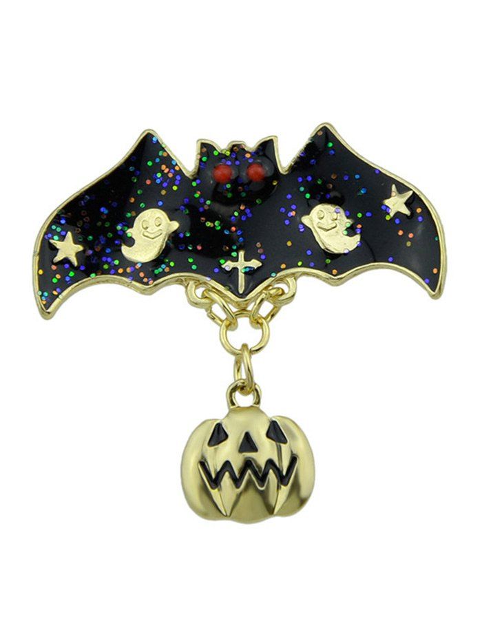 

Halloween Pumpkin Bat Ghost Star Brooch, Golden