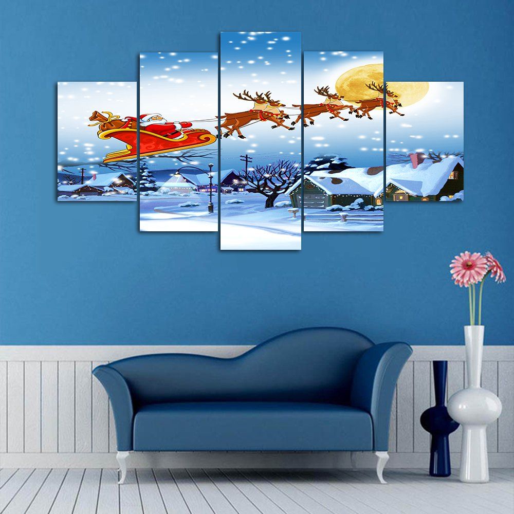 

Christmas Santa Sleigh Print Unframed Split Canvas Paintings, Colormix