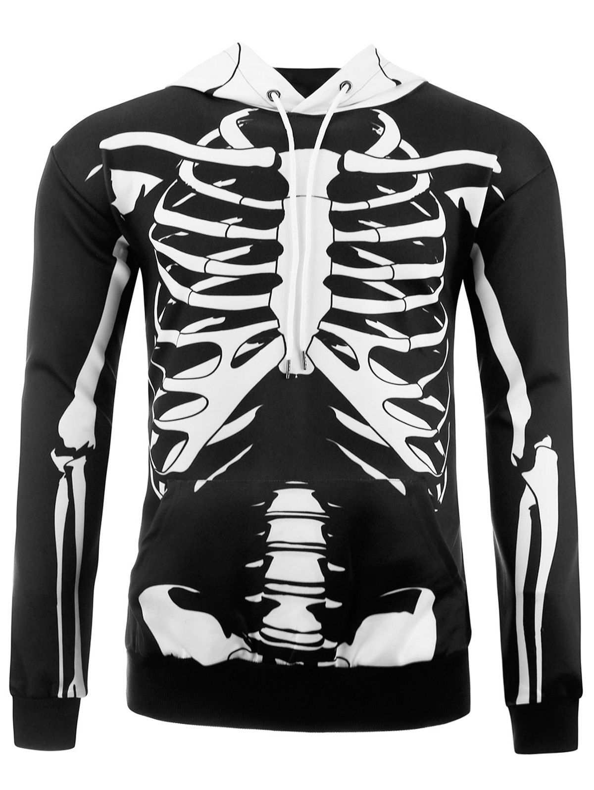 Trendy 3D Skull Skeleton Print Halloween Hoodie  