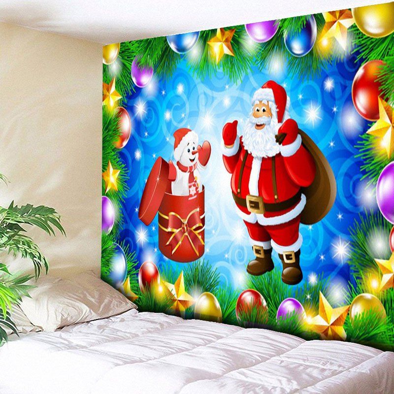 

Christmas Wall Hanging Santa Claus Tapestry, Ice blue