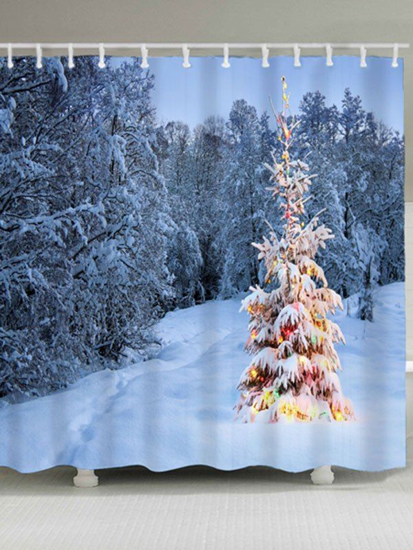 

Waterproof Christmas Snow Tree Shower Curtain, Cloudy