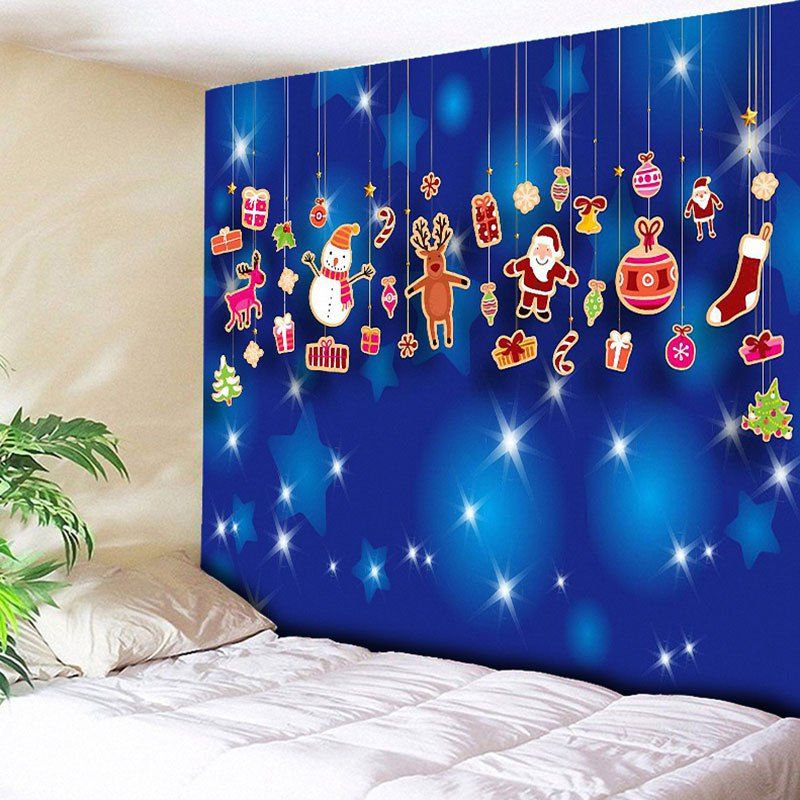 

Christmas Wall Art Printed Tapestry, Blue