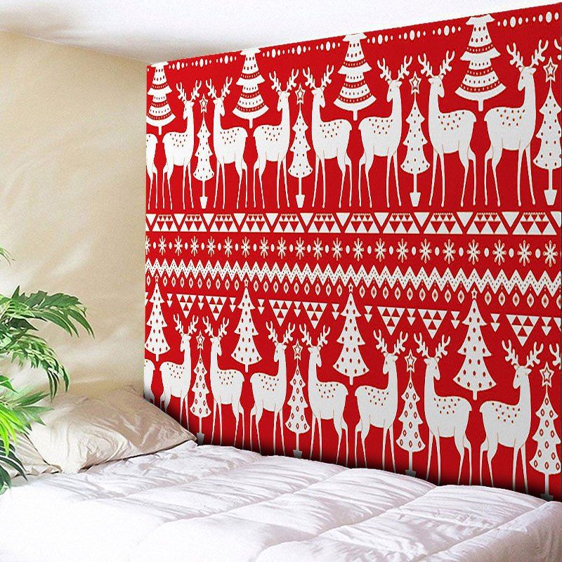 

Christmas Tree Reindeer Pattern Wall Tapestry, Red