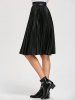 High Waist Pleated Faux Leather Skirt -  