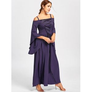 Purple 2xl Halloween Lace Up Cold Shoulder Dress | RoseGal.com