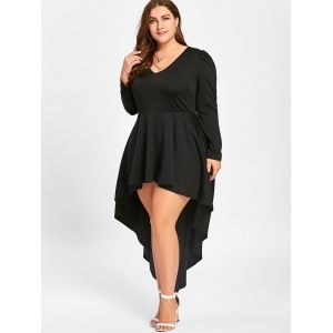 Black Xl Plus Size Long Sleeve Cocktail Dress | RoseGal.com