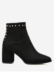 Pointe Toe Rivet Chunky Talon Bottines -  