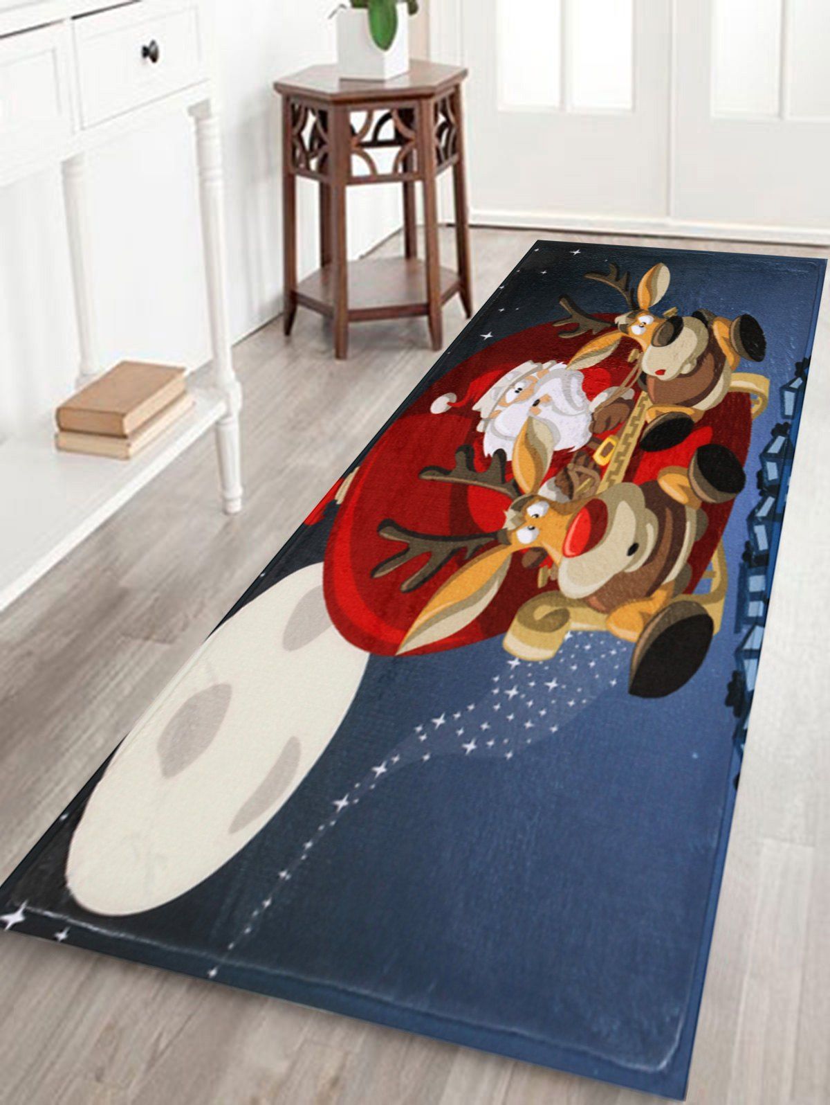 

Santa Claus Reindeer Antiskid Christmas Bath Rug, Blue