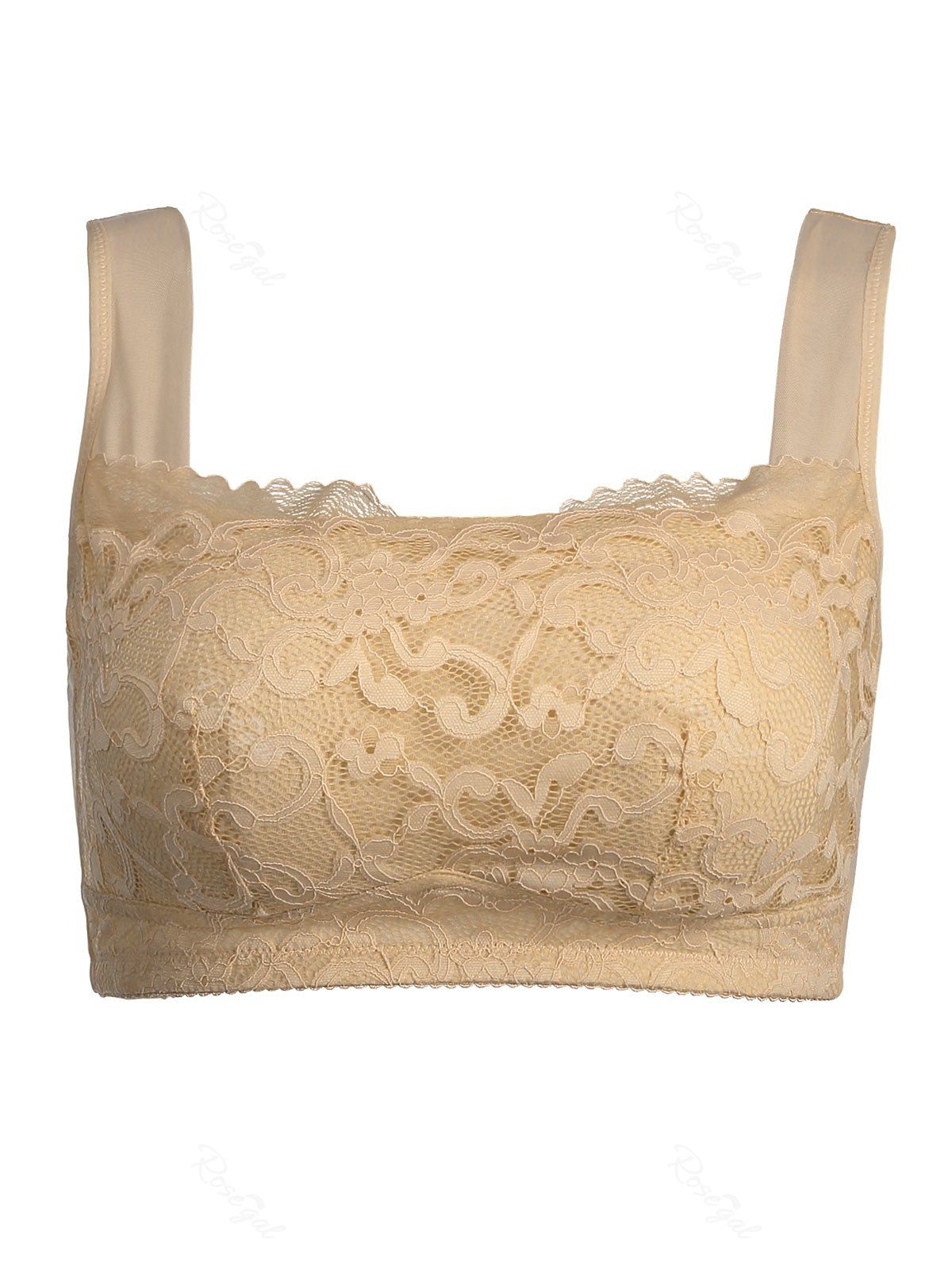 

Lace Trim Padded Wirefree Plus Size Bra, Complexion