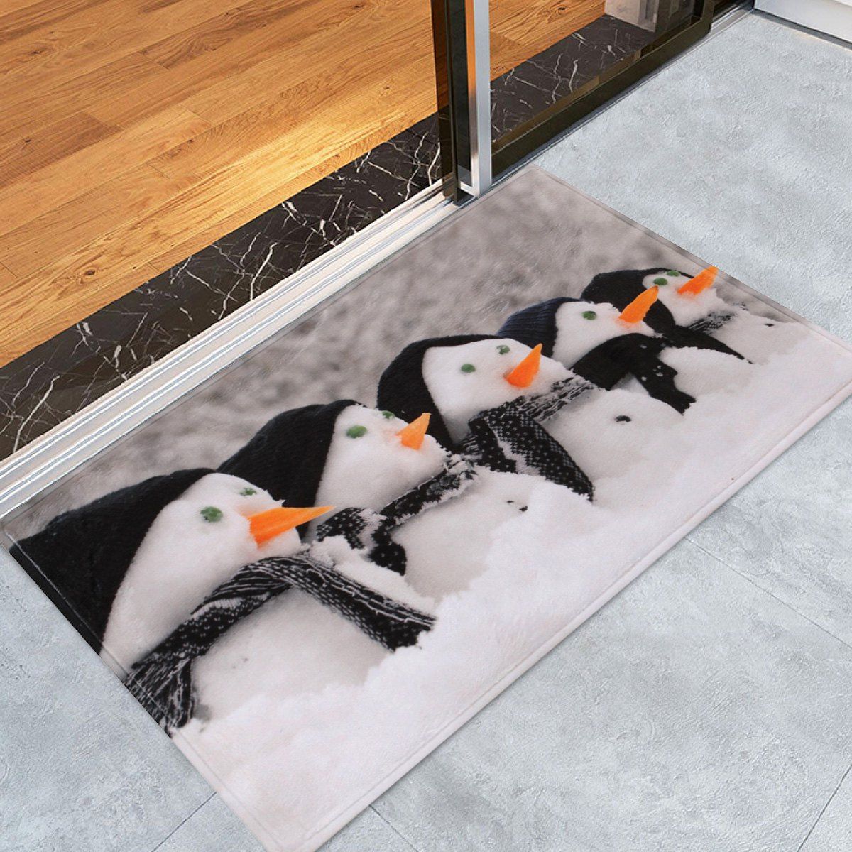 

Christmas Snowman Print Antiskid Bathroom Rug, Gray