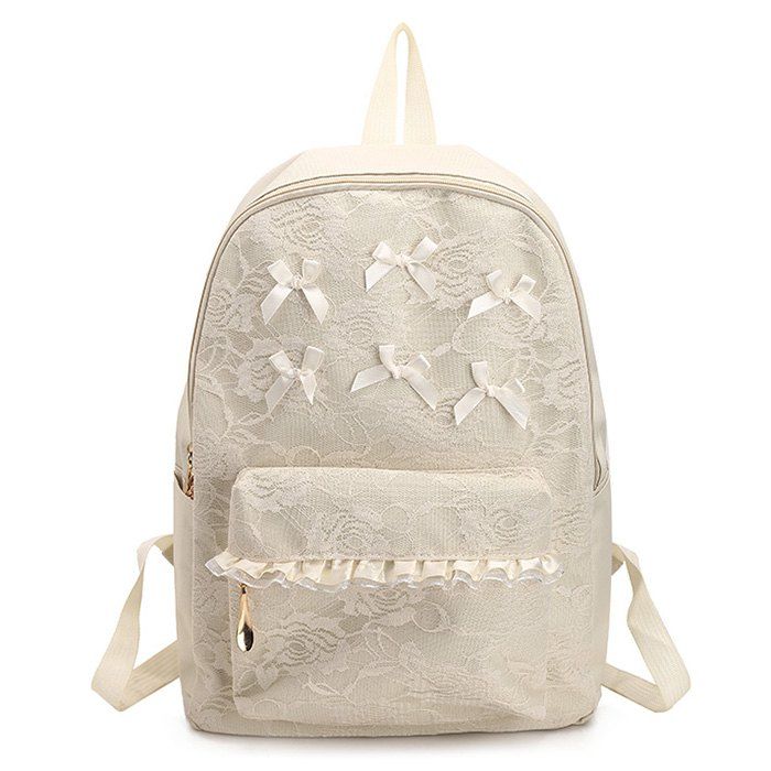[37 OFF] Ribbon Lace Bow Backpack Rosegal