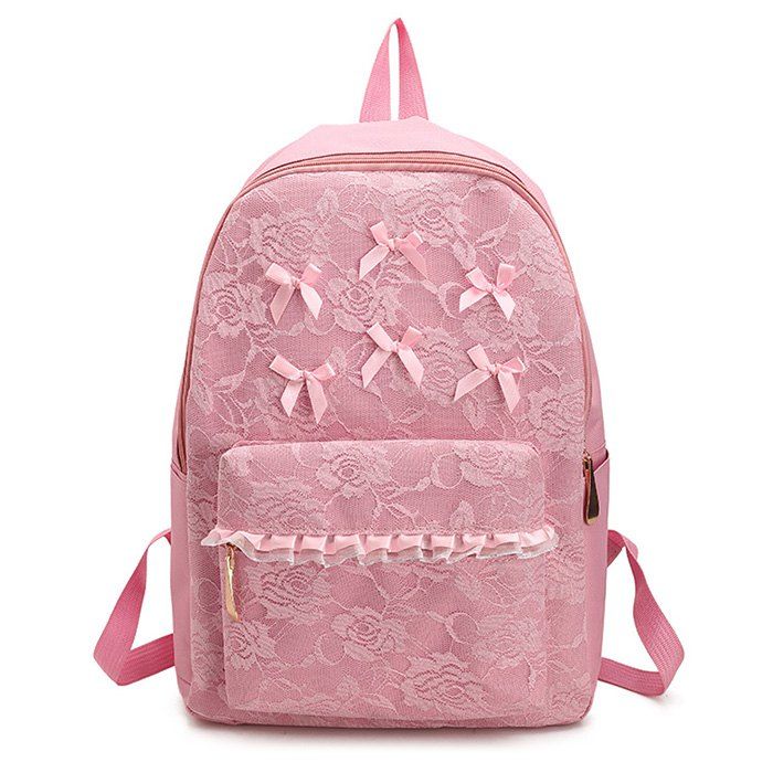 [37 OFF] Ribbon Lace Bow Backpack Rosegal