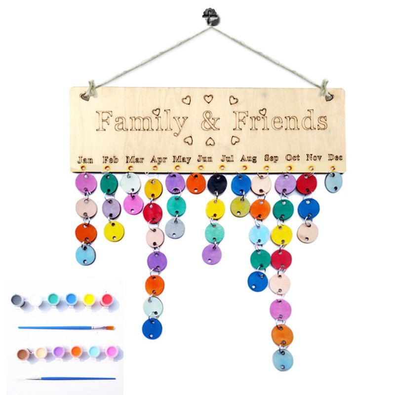 

DIY Colorful Wooden Family And Friends Birthday Reminder Calendar, Round