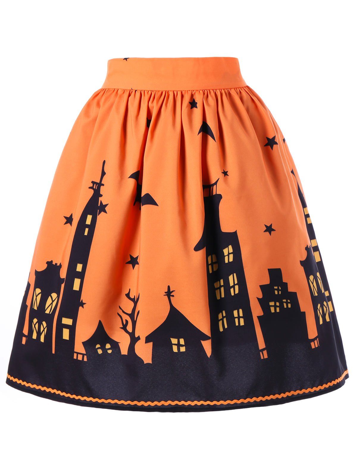 

Halloween Bat Print A-line Skirt, Orange