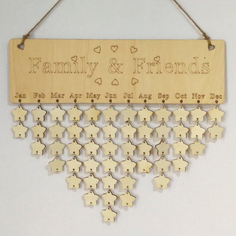 

DIY Wooden Family And Friends Birthday Calendar Board, Star