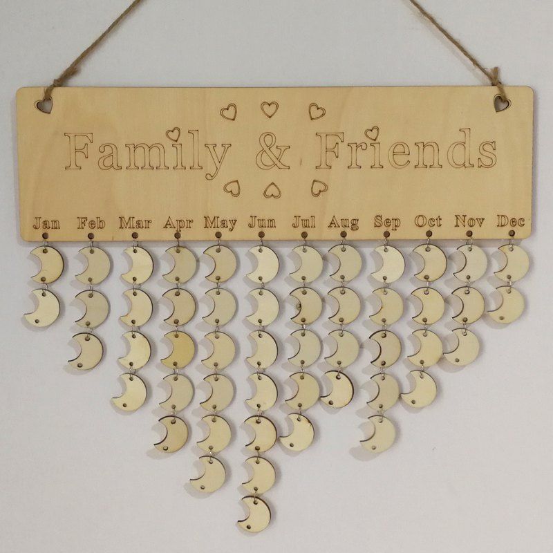 

DIY Wooden Family And Friends Birthday Calendar Board, Moon