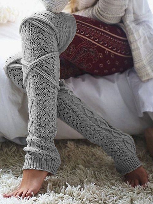 

Overknee Cable Knit Stockings, Gray