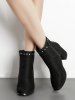 Pointe Toe Rivet Chunky Talon Bottines -  