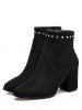 Pointe Toe Rivet Chunky Talon Bottines -  