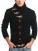 Horn Button Cowl Neck Single Breasted Cardigan -  