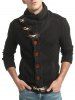 Horn Button Cowl Neck Single Breasted Cardigan -  