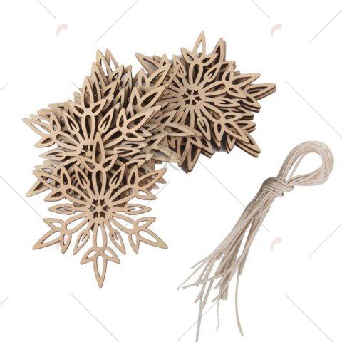 10 Pcs Christmas Tree Decorations Snowflake Wooden Hanging