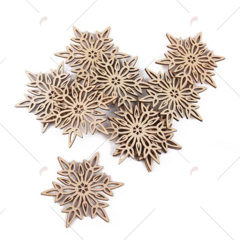 10 Pcs Christmas Tree Decorations Snowflake Wooden Hanging