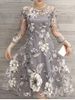 Flower Print Midi Organza Dress -  