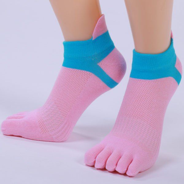 

Five Toe Fingers Cotton Blend Ankle Socks, Pink