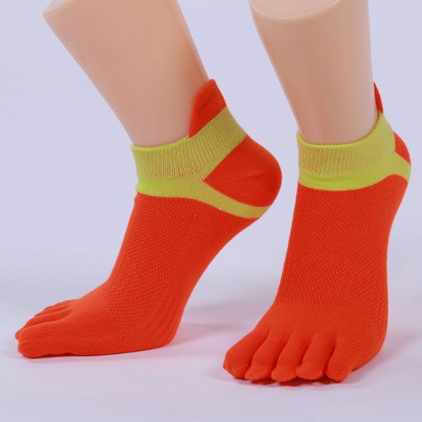 

Five Toe Fingers Cotton Blend Ankle Socks, Red