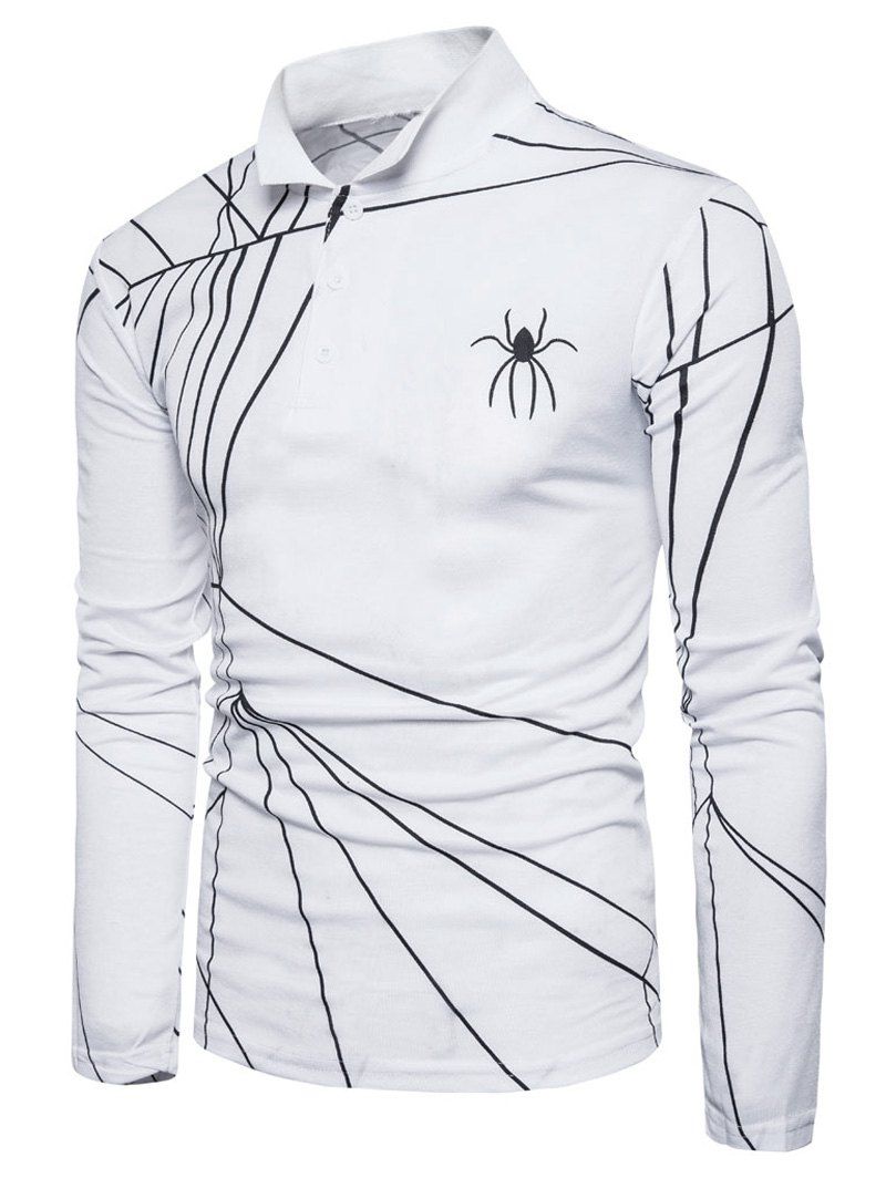 Spider Web Print Long Sleeve T Shirt 47 Off Rosegal