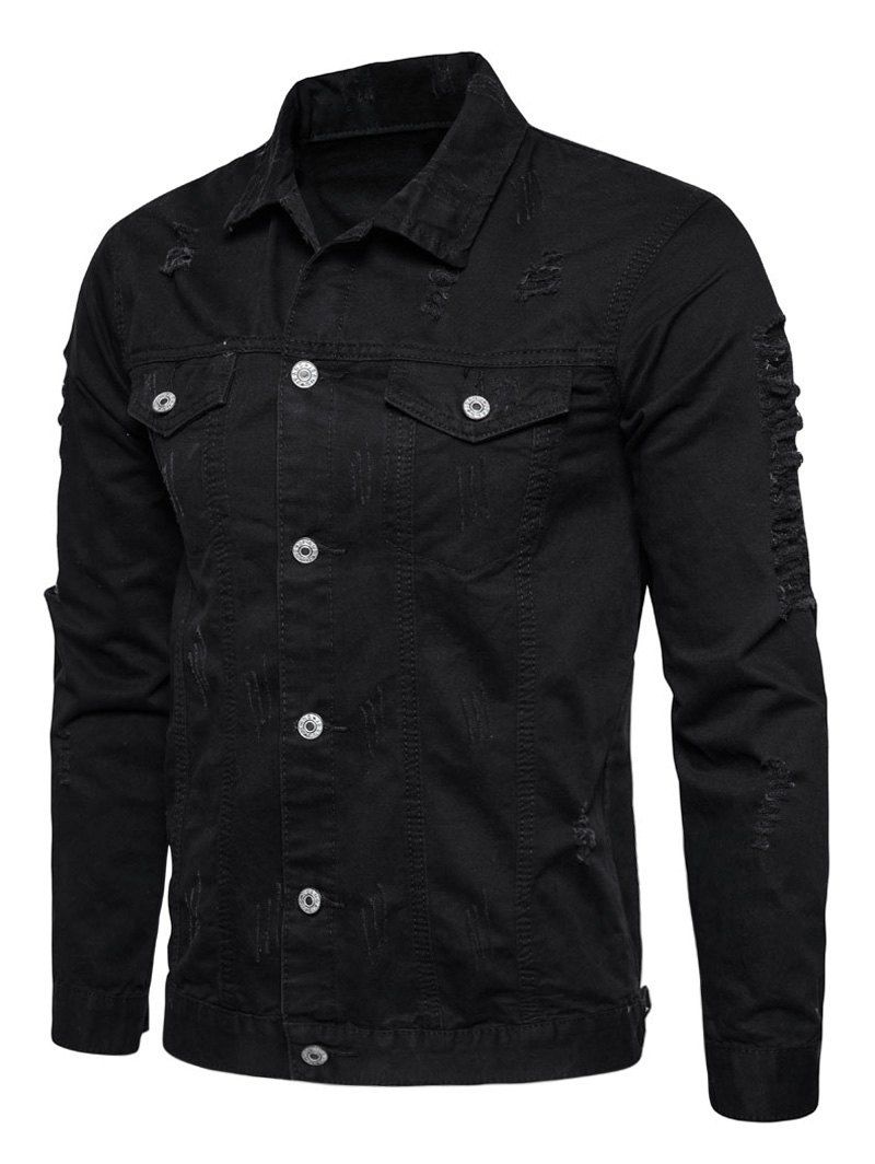 

Button Up Distressed Cargo Jacket, Black