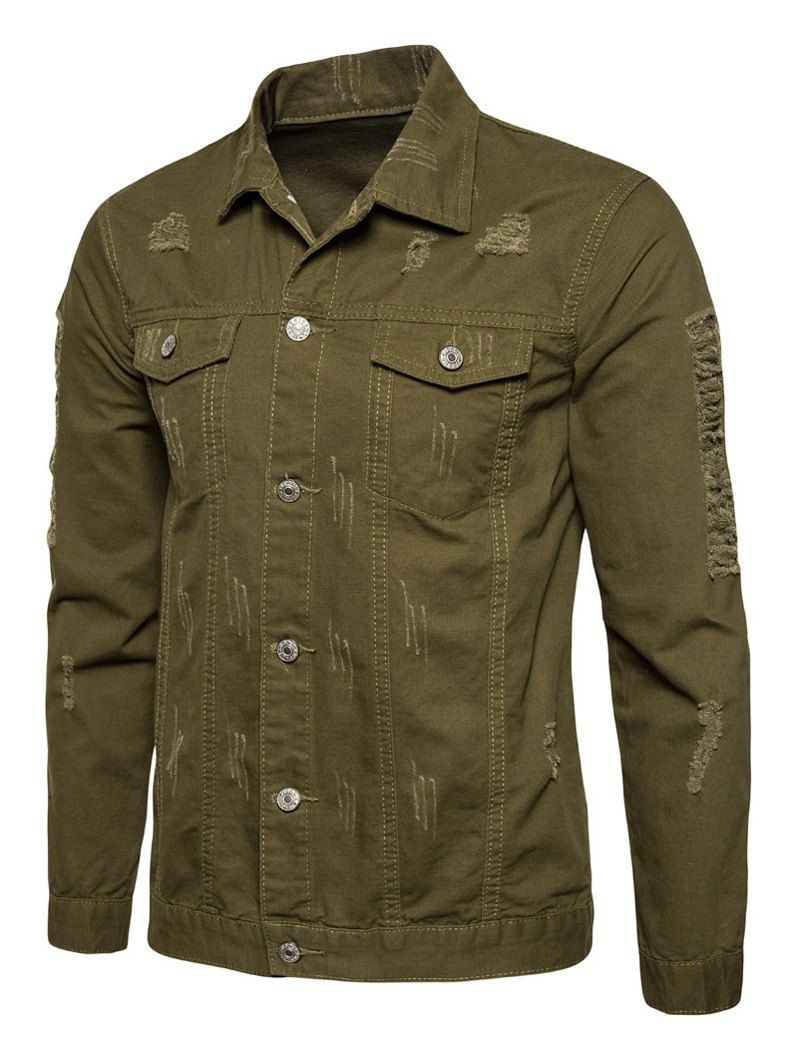Hot Button Up Distressed Cargo Jacket  