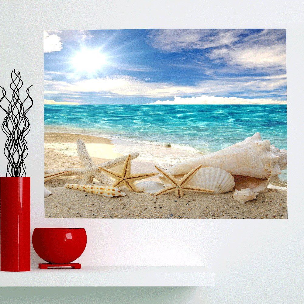 

Shell Starfish Beach Removable Waterproof Wall Art Painting, Charm