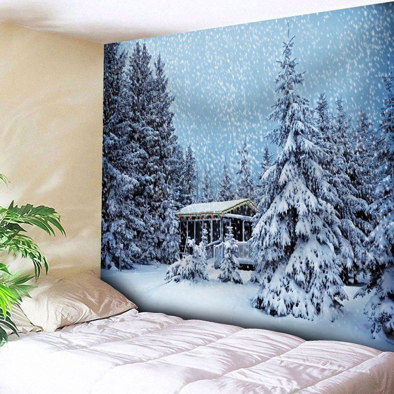 [38% OFF] Christmas Snowscape Pattern Wall Tapestry | Rosegal