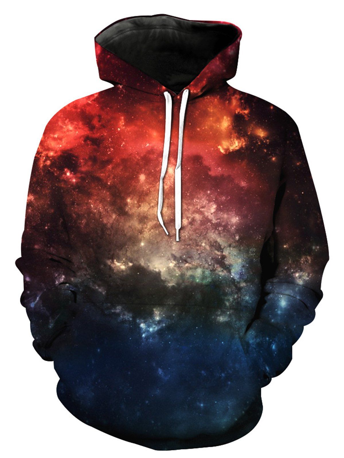 

Long Sleeve 3D Galaxy Print Pullover Hoodie, Colormix